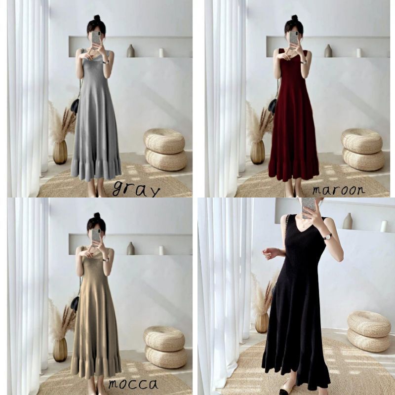 FX SHOP LALA DRESS RAJUT DRESS KOREA DRESS MAXI DRESS RAJUT TERBARU DRESS CANTIK DRESS BIG SIZE FASHION WANITA