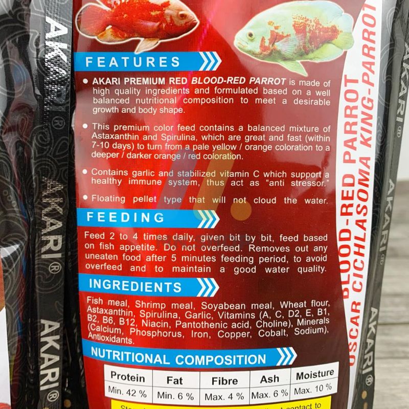 kjg Akari Premium Red Blood Red 250gr Parrot Pelet Parrot Louhan Oscar