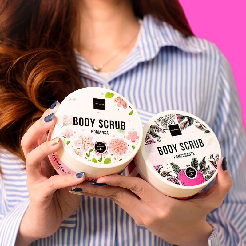 Scarlett Whitening Body Scrub (LULUR) - Coffee | Romansa | Pomegranate | Jolly | Charming