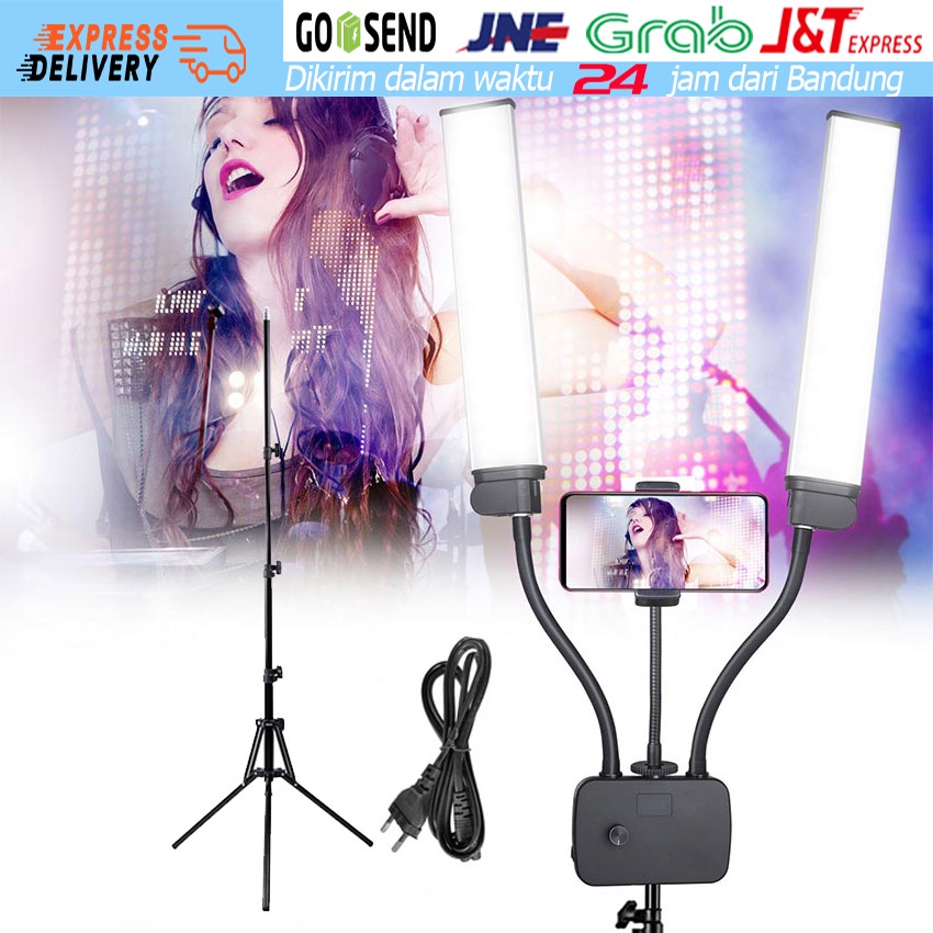 【Dengan Tripod 】Adjustable Live Streaming Vlogger Video LED dan Lampu LED Studio Foto
