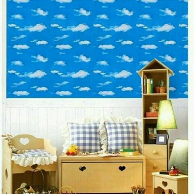 Wallpaper Stiker Dinding  Motif Awan Stiker Dinding Kamar Tidur Anak