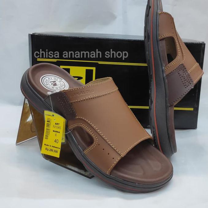 BARANG BERKUALITAS SANDAL KULIT PAKALOLO N1045 TAN TERBARU ORIGINAL - COKELAT, 39 EKONOMIS
