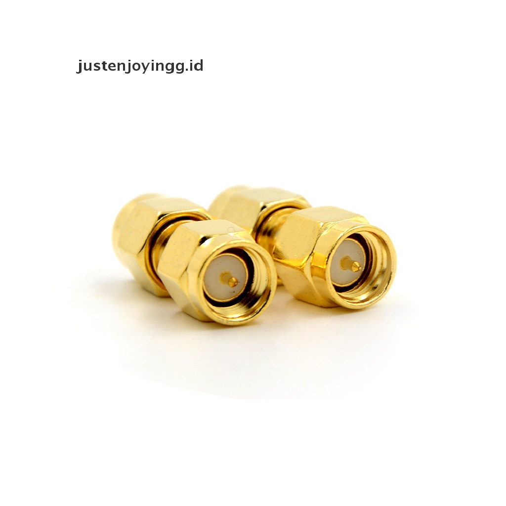 // justenjoyingg.id // 2Pcs SMA Male to SMA Male Plug in series RF Coaxial Adapter Connector ~