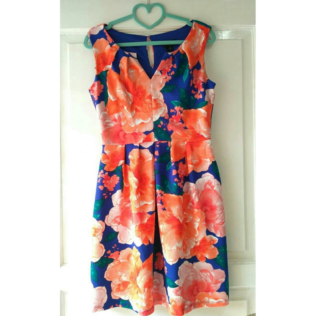 Dress Slim Wanita Korea / Long Dress Simple Baju Branded Murah Enfocus Orange Flower Dress Par 18DLX