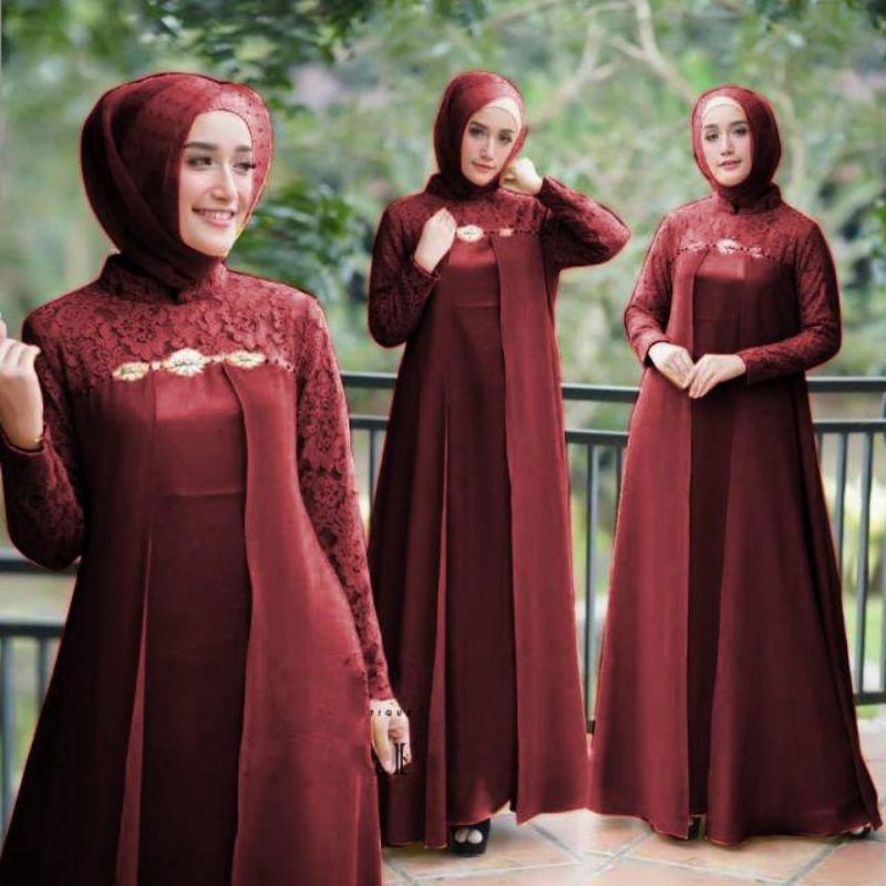 BAJU GAMIS MAXI MAXY DRESS S M L XL XXL JUMBO BROKAT BRUKAT RENDA KERANCANG KRANCANG LAPIS FURING ME