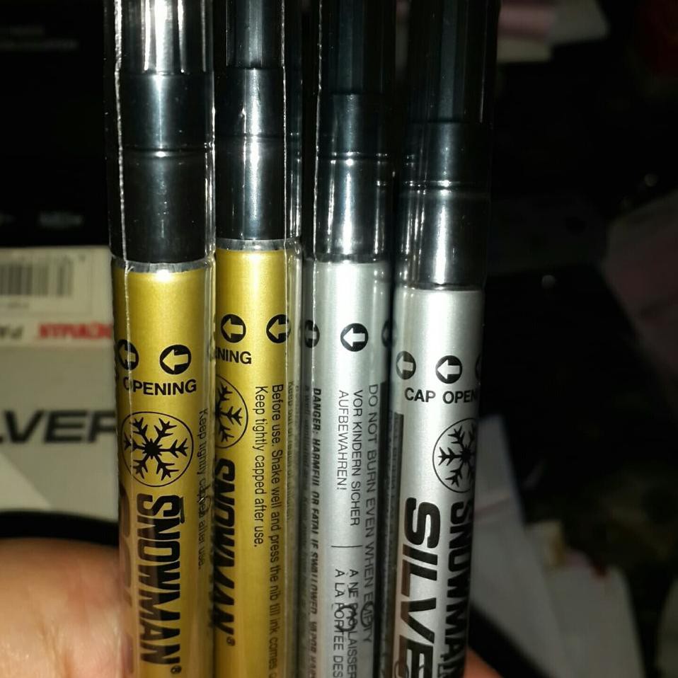 

Terbaru Spidol Snowman paint marker permanent Silver dan gold - Emas ,.,