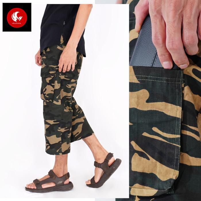 FIRDAUS OKECHUKU CELANA JOGGER SIRWAL PRIA MUSLIM CAMOUFLAGE PANGSI - MOTIF ARMY, XL FIT TO XXL