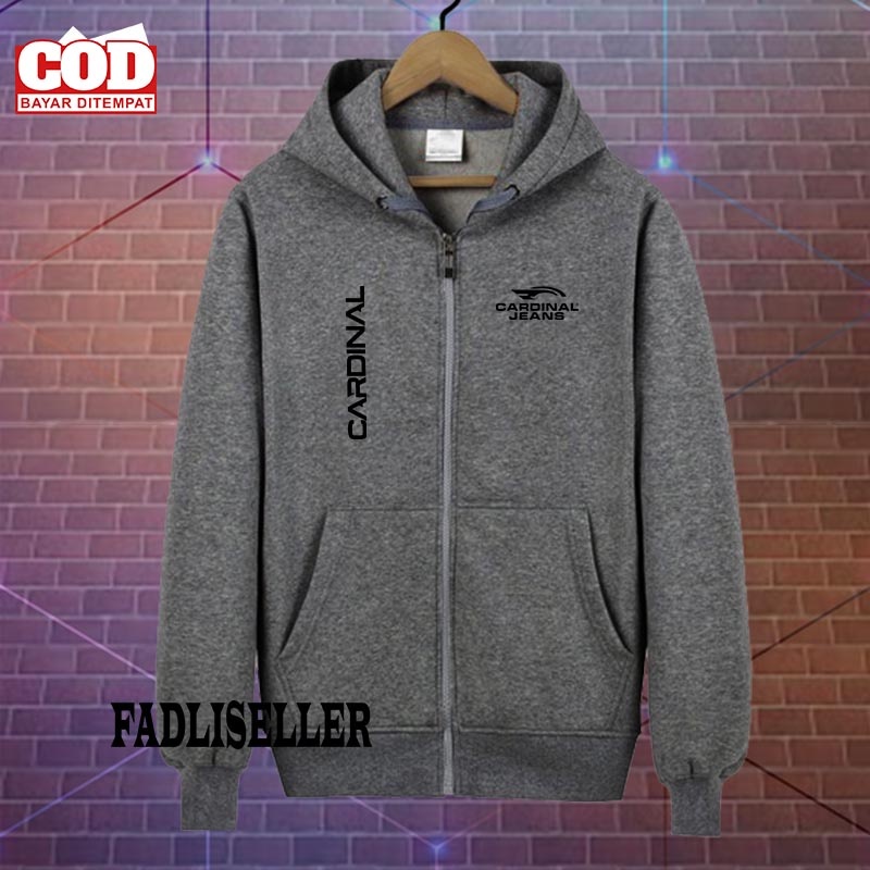 Hoodie Zipper Pria Dan Wanita / Jaket Distro Cardinal Jeans Text Hitam / Jaket Hoodie Sweatshirt Pri