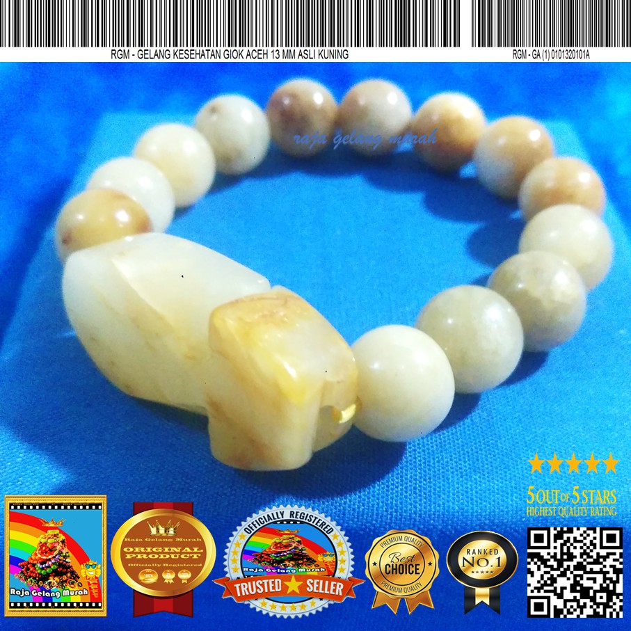 Raja Gelang Murah Gelang Giok Aceh 13 mm  Asli  Kuning