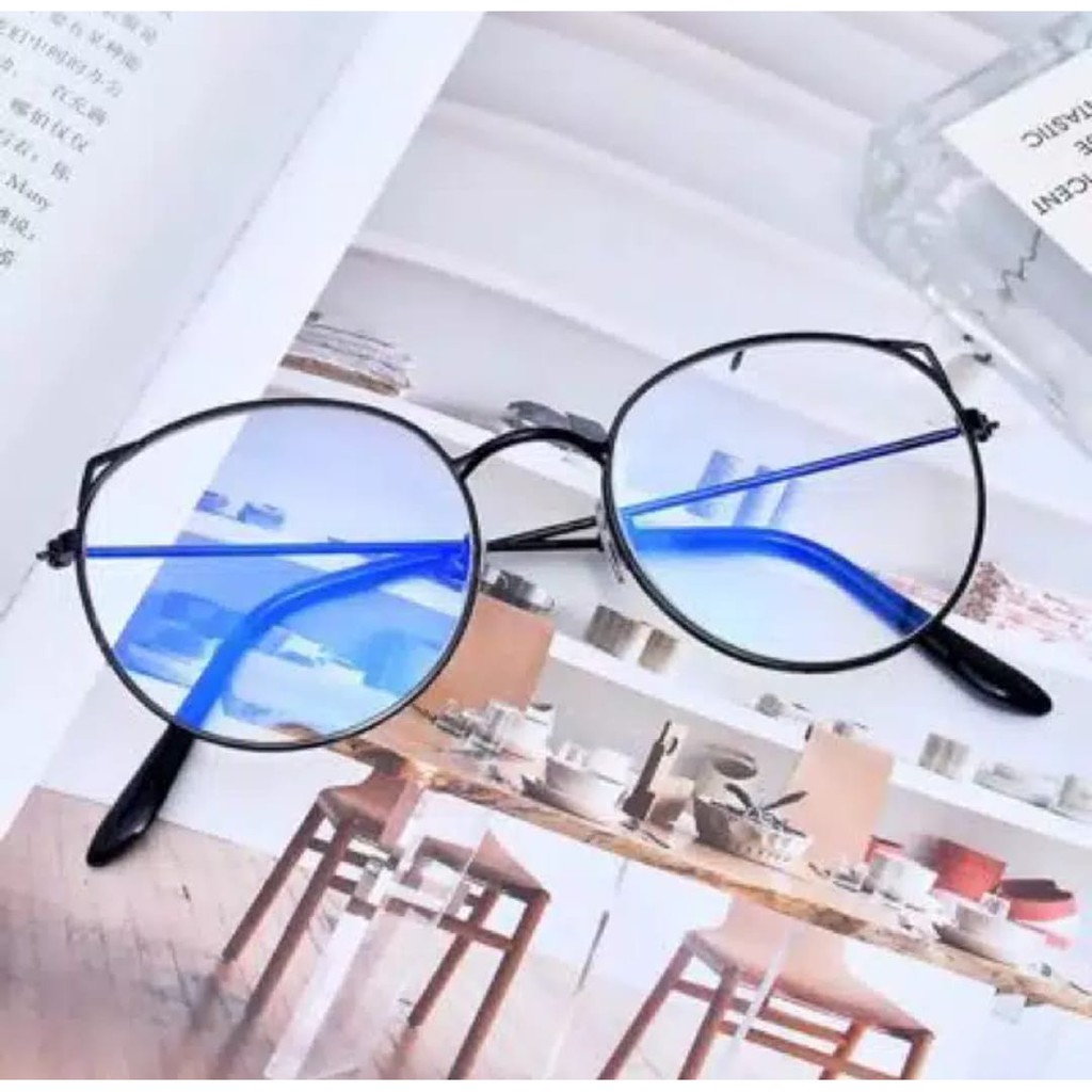 ♥TMALL88♥ Kacamata Baca Frame Anti Radiasi Metal Gaya Retro Untuk Pria / Wanita KM28