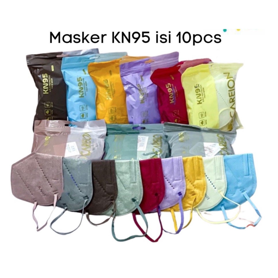 MASKER CAREION KN95 ISI 10PCS WARNA WARNI Masker N95 Masker KN 95 Masker 5PLY RESMI IZIN KEMENKES