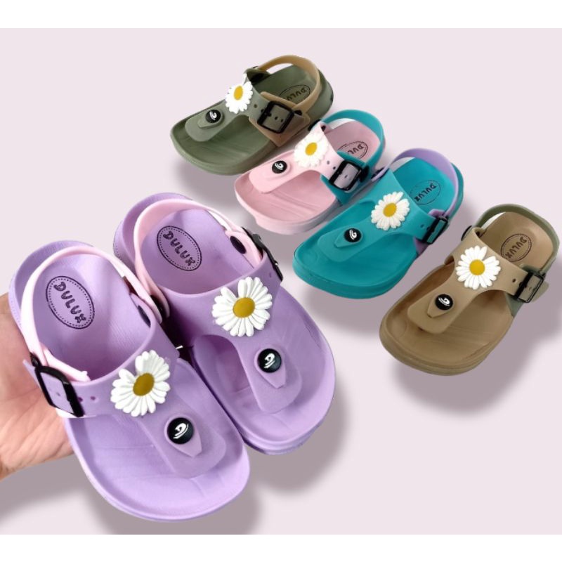 STAR SELLER Sandal anak perempuan jepit karet tali belakang Dulux terbaru fariasi bunga Korea