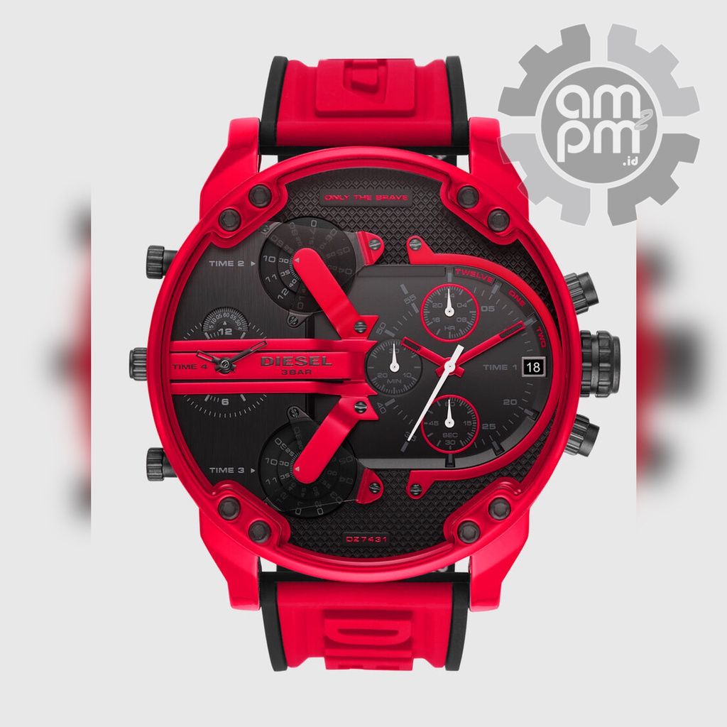 JAM TANGAN DIESEL MR.DADDY MULTIFUNCTION RED SILICONE DZ7431