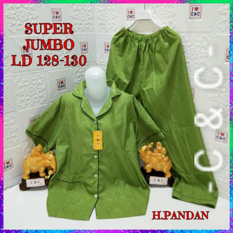 CNC - BAJU TIDUR WANITA SUPER JUMBO CP 5XL/LD 130/HEMBOS-Ijo pandan