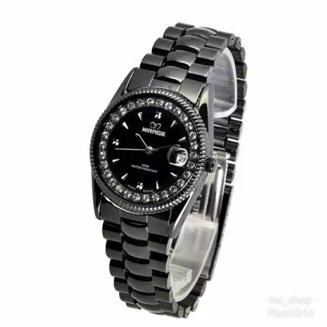 Jam Tangan Wanita Mirage Hitam Permata Original