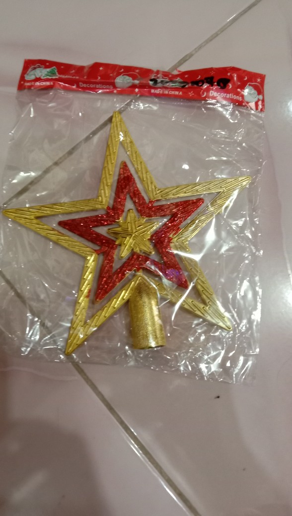 Unitedkits Hiasan Bintang Tancap Pohon Natal Emas Dekorasi Pohon Natal Tancap Pucuk Pohon Cod Batam