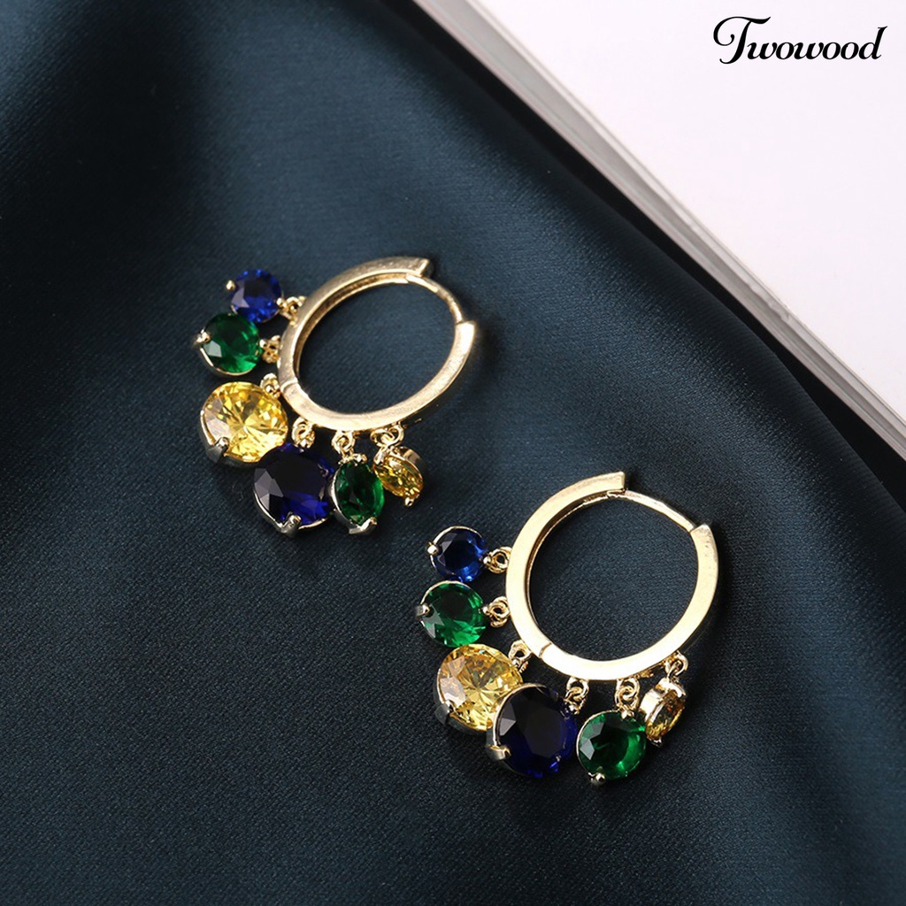 1 Pasang Anting Hoop Bahan Alloy Tahan Korosi Untuk Wanita