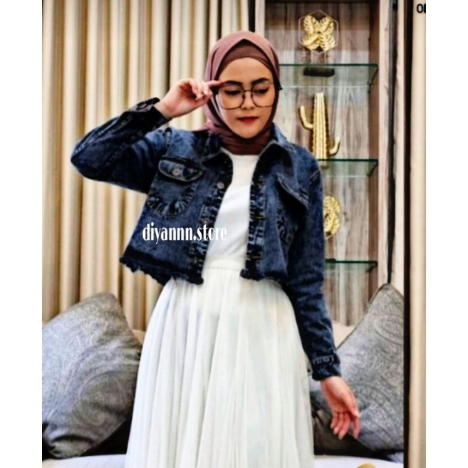 Hot Deals Jaket Jeans Crop Wanita / Jaket Cewek Cewe Rawis/ Jacket Jins Denim Murah / Crop Top