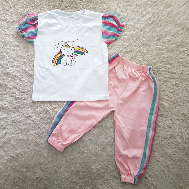 Baju Anak perempuan Cat rainbow joger