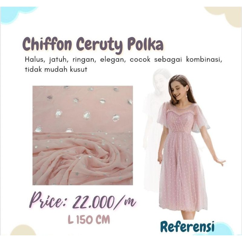 Kain Memora Kain Sifon Ceruty Motif Polka Berbagai Warna Lebar 140 cm Murah Banget