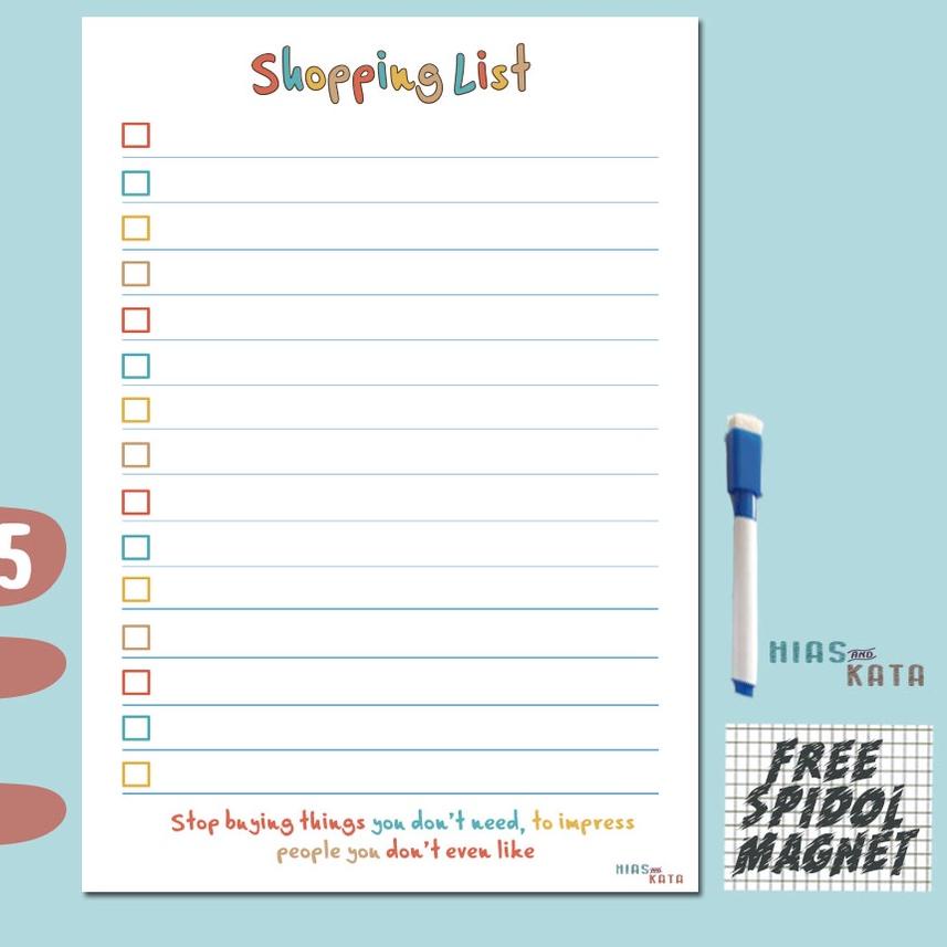 

Langsung Order ✽ Magnetic Planner shopping list grocery list checklist size A5 ( free spidol magnet);