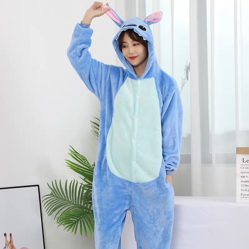 BAJU ONESIE LILO STITCH BLUE BIRU PIYAMA KOSTUM COSPLAY