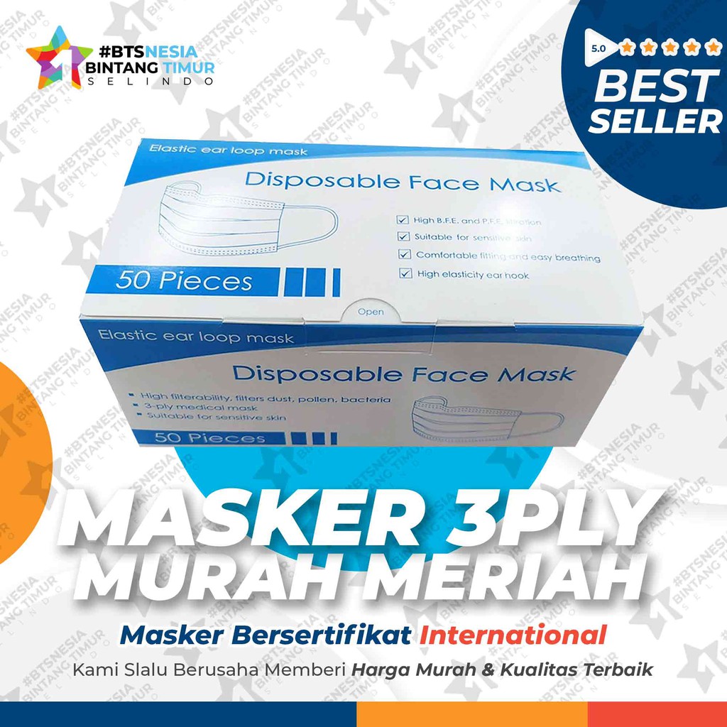  Masker  Earloop 3Ply 3 Ply Disposable Mask 1  Dus  isi 