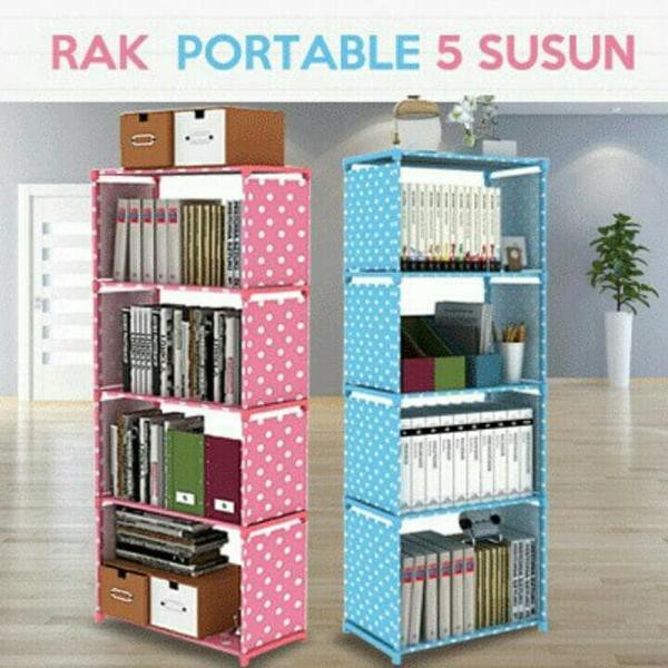 Rak Buku  Portable Serbaguna  5 susun - bisa dibongkar pasang