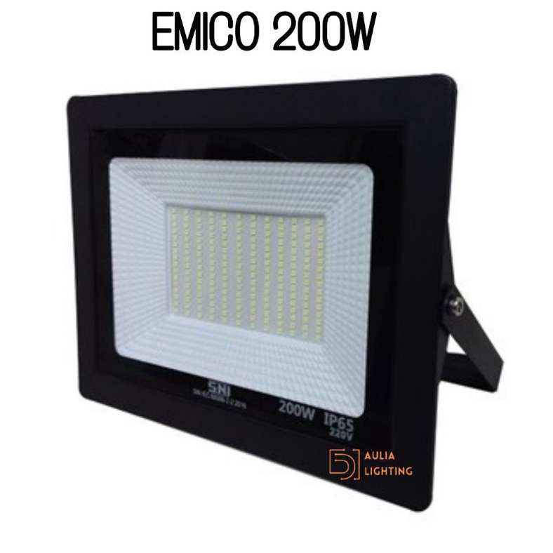 Emico Lampu Sorot Led 200w SNI  200 Watt Flood light Outdoor waterproof Lampu Taman Panggung Lapangan Warna Putih Kuning 200watt SNI