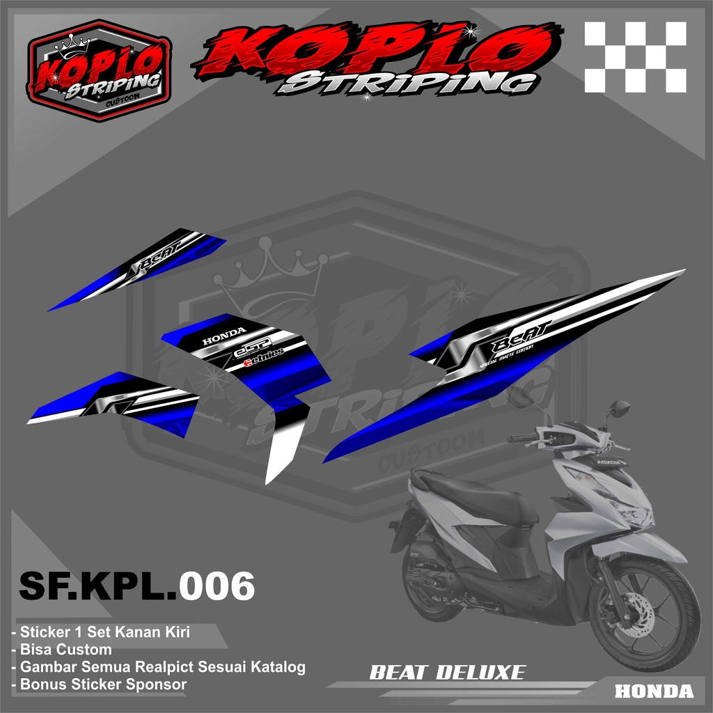 Striping Motor Honda Beat Deluxe - Sticker Striping Variasi Motor Honda Beat Deluxe. KPL 006