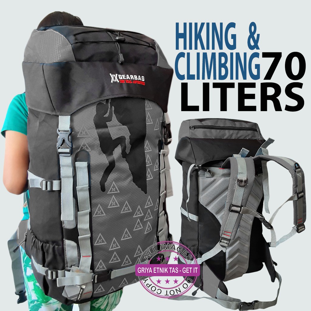 Carrier 60L Gearbag Tas Gunung 60 liter Rain Cover Tas Camping Tas Hiking Cimbing Keril Gunung