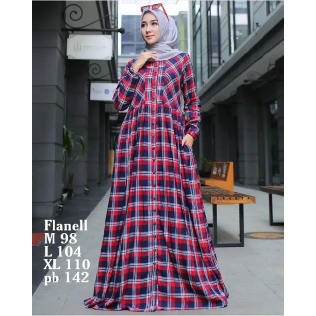 Gamis Asaki mayasari_Long Dress Terbaru_pakaian wanita_Baju model terbaru_Gamis Flanel