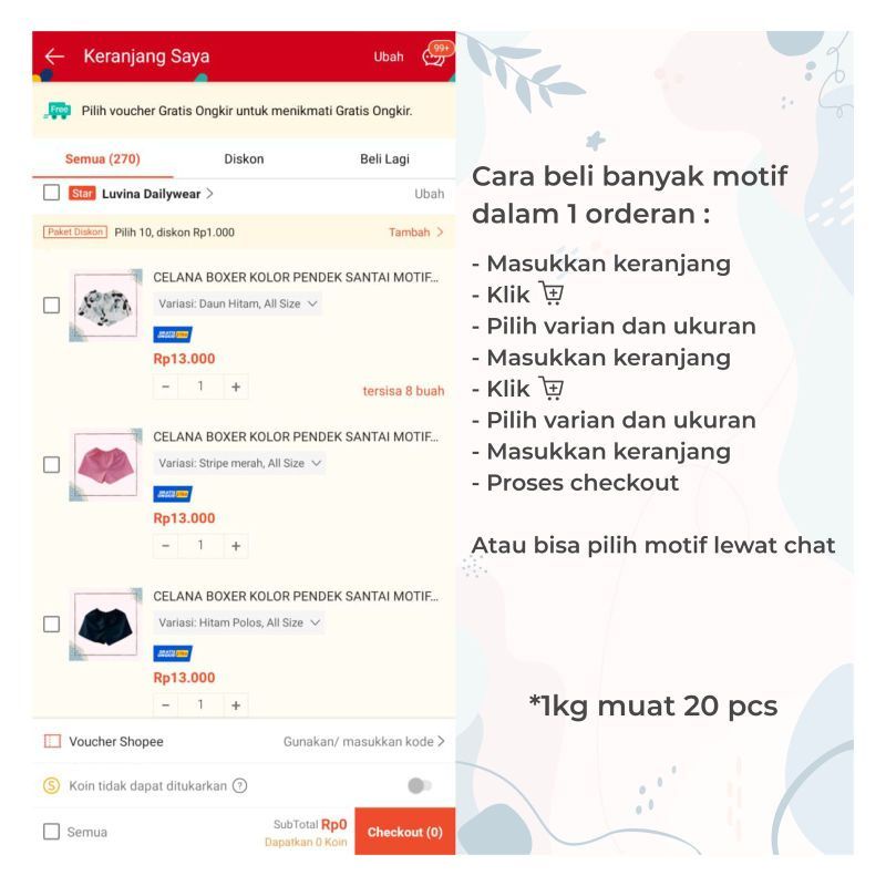 [ 45 MOTIF ] celana pendek boxer/kolor santai pria/wanita remaja/dewasa motif kotak/keramik hitam putih biru-4