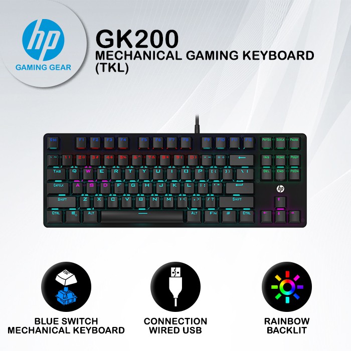 Keyboard Gaming HP GK200 - RGB Blue Switch TKL Mechanical