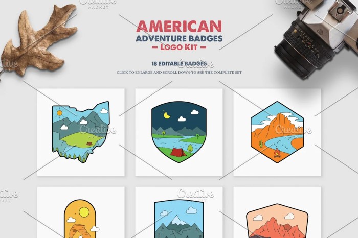 American Adventure Badges Logo Kit - Photoshop &amp; Illustrator