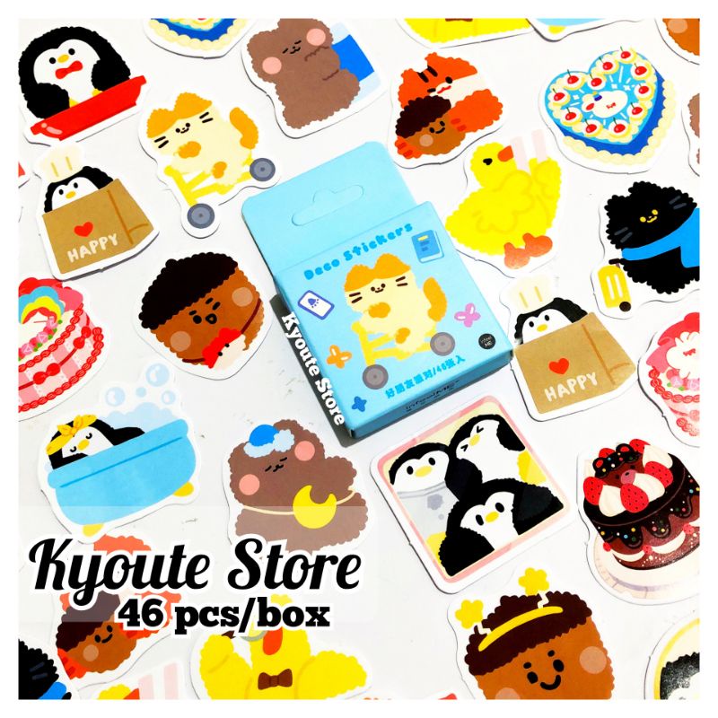 

46 pcs Sticker Dekorasi Cute Animal Penguin Family Scrapbook DIY Journal Bujo Planner Diary