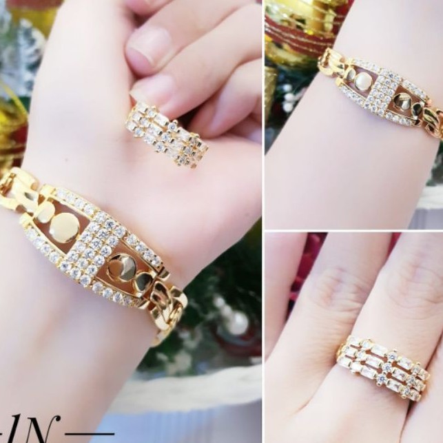 Xuping set perhiasan gelang dan cincin 1339