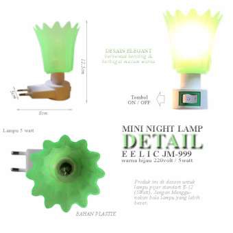 Paket Lengkap Lampu Tidur Warna - Bohlam Cabe E12 Plus Fitting Colok Saklar Plus Penutup Motif Bunga