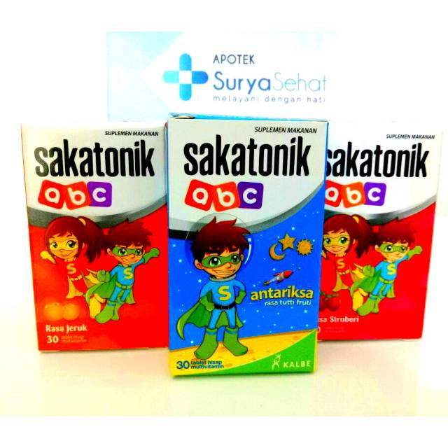 SakatoniK ABC isi 30 tablet hisap rasa Jeruk - Tutti Fruti - Strawberry - Anggur