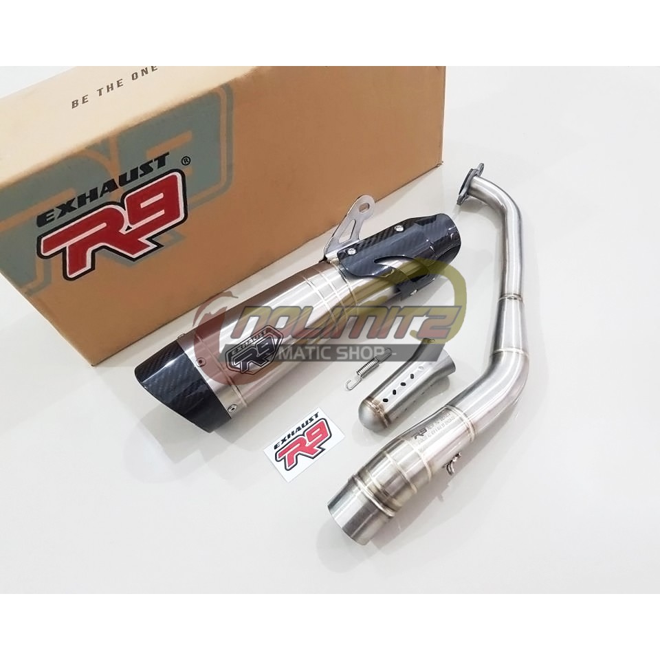 Knalpot Racing R9 H2 SS ORI Full System Free DB Killer NMAX 2020 Yamaha Aerox 155 2020