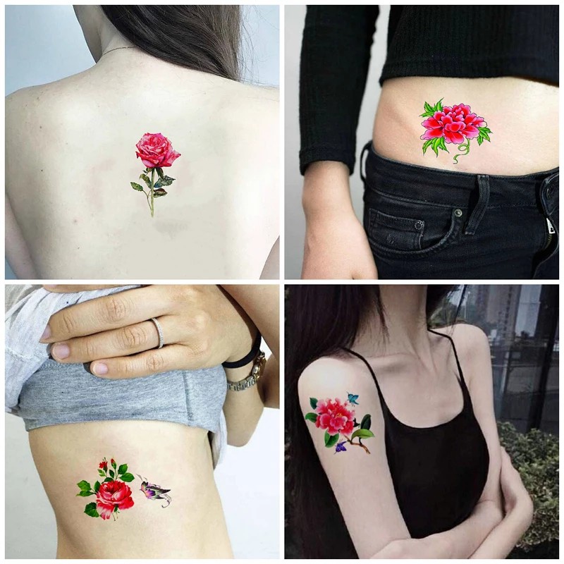 66 pcs tatto temporer warna-warni kupu-kupu bunga