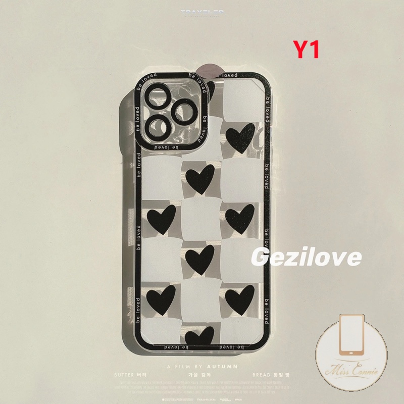 IPHONE Couple Case Transparan Kompatibel Untuk Iphone7 8x XR XS Max 6 6s 78 Plus SE 2020 12 11 13 14 Pro Max Papan Catur Motif Cinta Hati Bening Lembut TPU Cover Belakang Case Untuk Pecinta