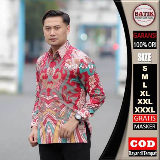 Batik pria lengan panjang Kemeja Atasan Baju batik pria laki laki lengan panjang premium cowok solo