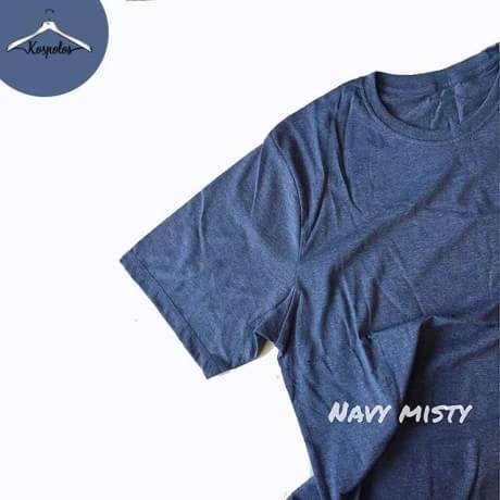 KAOS POLOS CEWEK COWOK NAVY MISTY REAKTIF COTTON COMBED 30S BAHAN ADEM BUAT SANTAI KUALITAS DISTRO