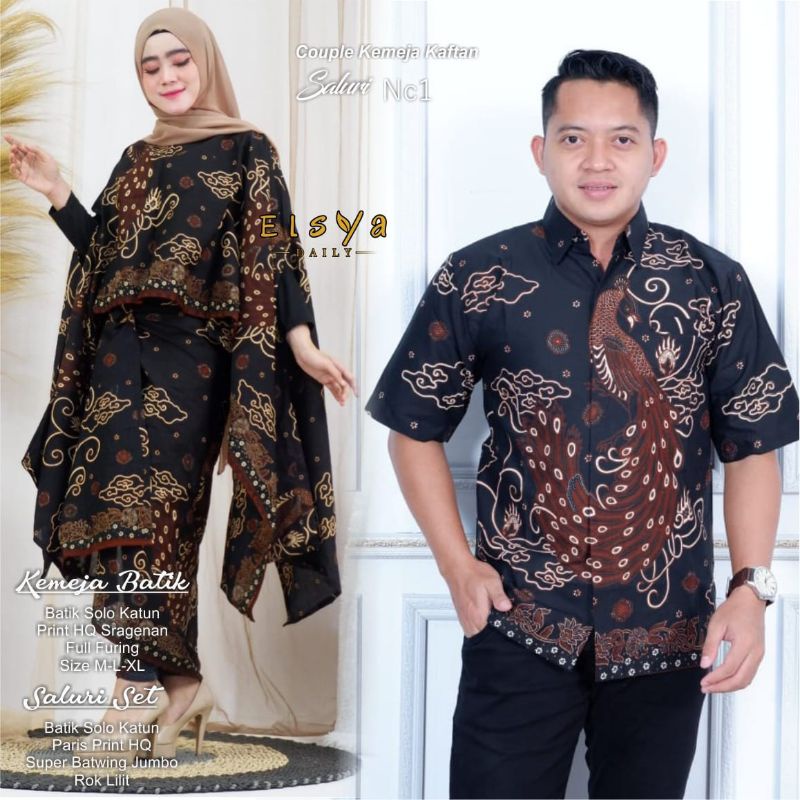 couple batik kaftan SALURI / kemeja lengan pendek