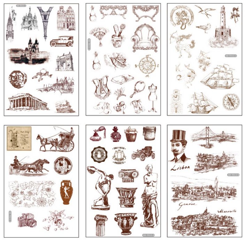 

1 Sheet Sticker Washi Vintage/Retro for Deco/DIY/Scrapbook/Journal
