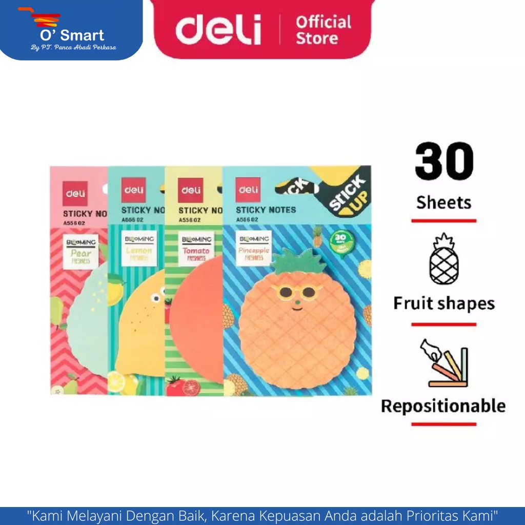 

DELI Sticky note EA55602 warna campur bentuk buah