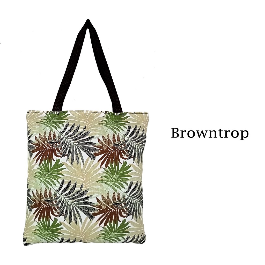 [BISA COD] TOTE BAG / TOTEBAG KANVAS DENGAN RITSLETING KUAT DAN TRENDY / TAS TOTE MOTIF BROWNTROP