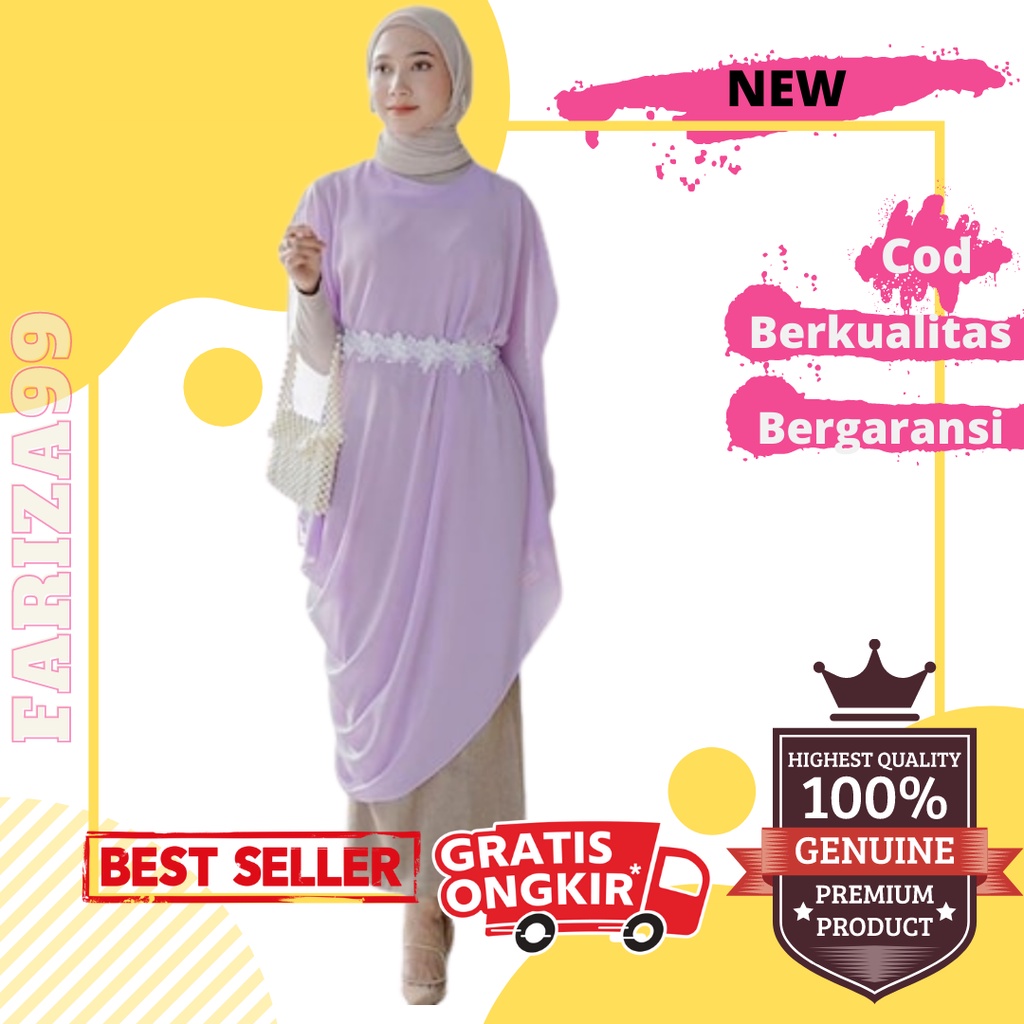 Baju Kaftan Wanita Muslim Remaja Ceruty Babydoll Premium Isyana Terbaru 2021