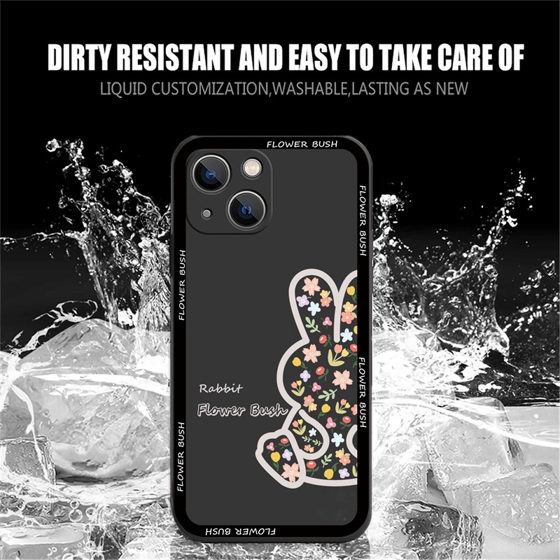 Soft Case Silikon Motif Kelinci Bunga Dengan Lanyard Untuk IPhone 14 Pro Max 13 Pro Max 11 12 Xr XS 6 6S 7 8 Plus SE 2020
